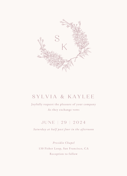 Corby Wreath | Dusty Rose | Zola Wedding Invitations