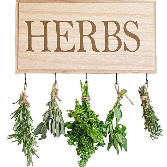 NORD EAGLE Wooden Herb Dryer 16 x 8 Decorative Wall Plaque Dry Flowers and Spices Includes Five Hooks and Bonus Garden Twine