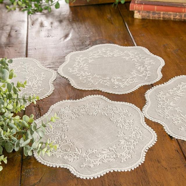 Heritage Lace Sheer Divine Doily, 12", Ecru, 4 Count