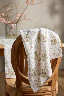Botanical White Linen Dish Towel