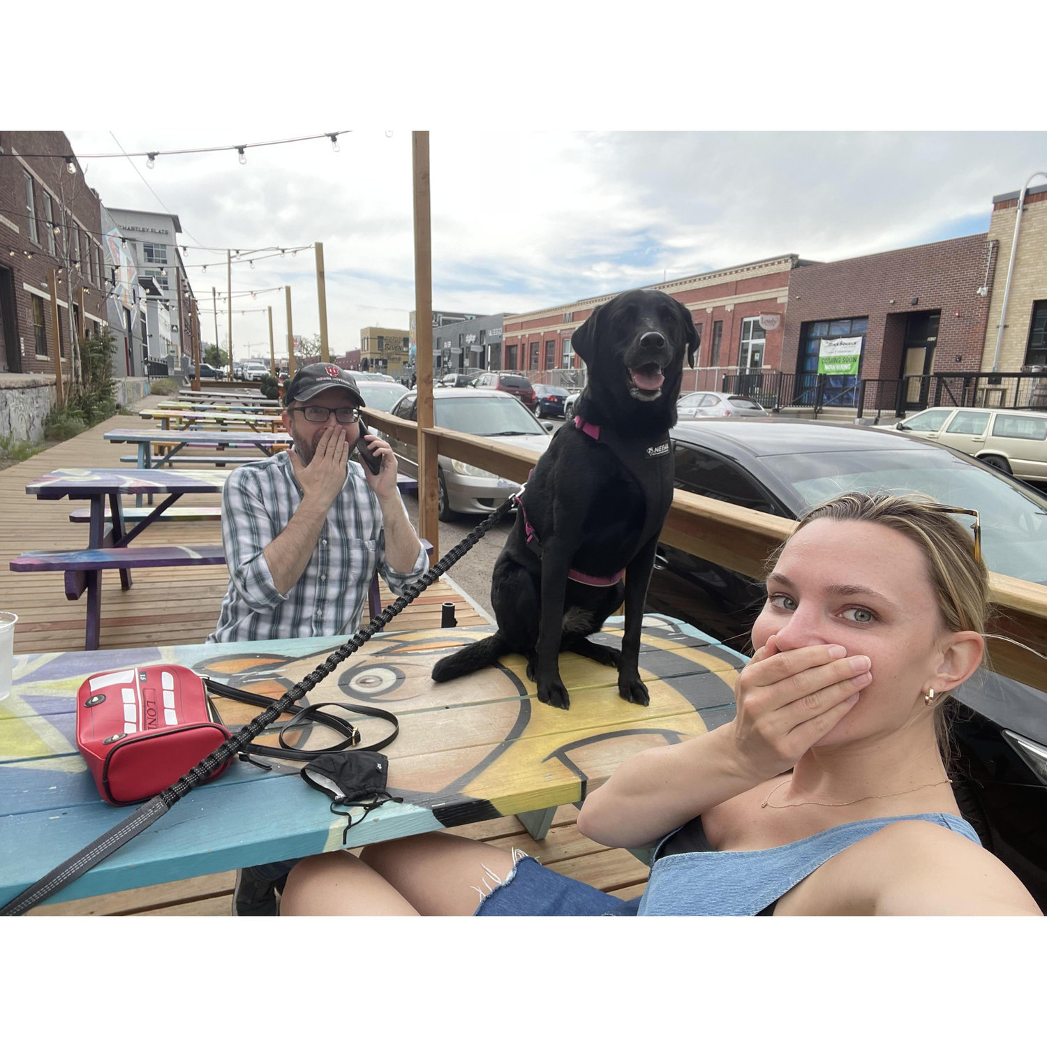 Her anxiety brought her onto the top of the table... "ruff" times, haha!