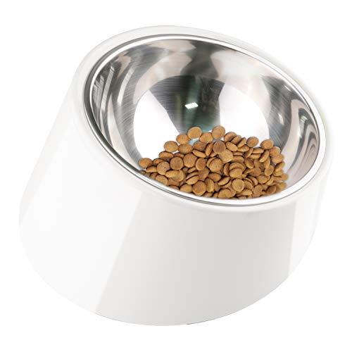 Super Design Mess Free 15° Slanted Bowl for Dogs and Cats, Tilted Angle Bulldog Bowl Pet Feeder, Non-Skid & Non-Spill, Easier to Reach Food