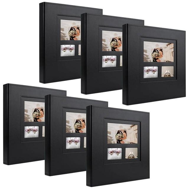 Golden State Art, 6 Pack 12.8x13.2 In Large Self-Stick Page Photo Album, Self Adhesive Leather Cover Albums Hold 3X5, 4X6, 5X7, 6X8, 8X10 Magnetic Photo Album (Black)