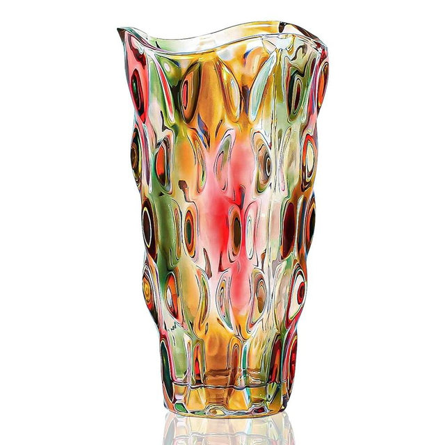 CEMABT 9.5inch 3.4 lb Glass Vases for Flowers Unbreakable Thickened Morden vase for Tables Centerpieces,Colorful,Vintage and Clear Rose Large Flower vases for Bouquet Unique Gifts（Rosa Colorful）