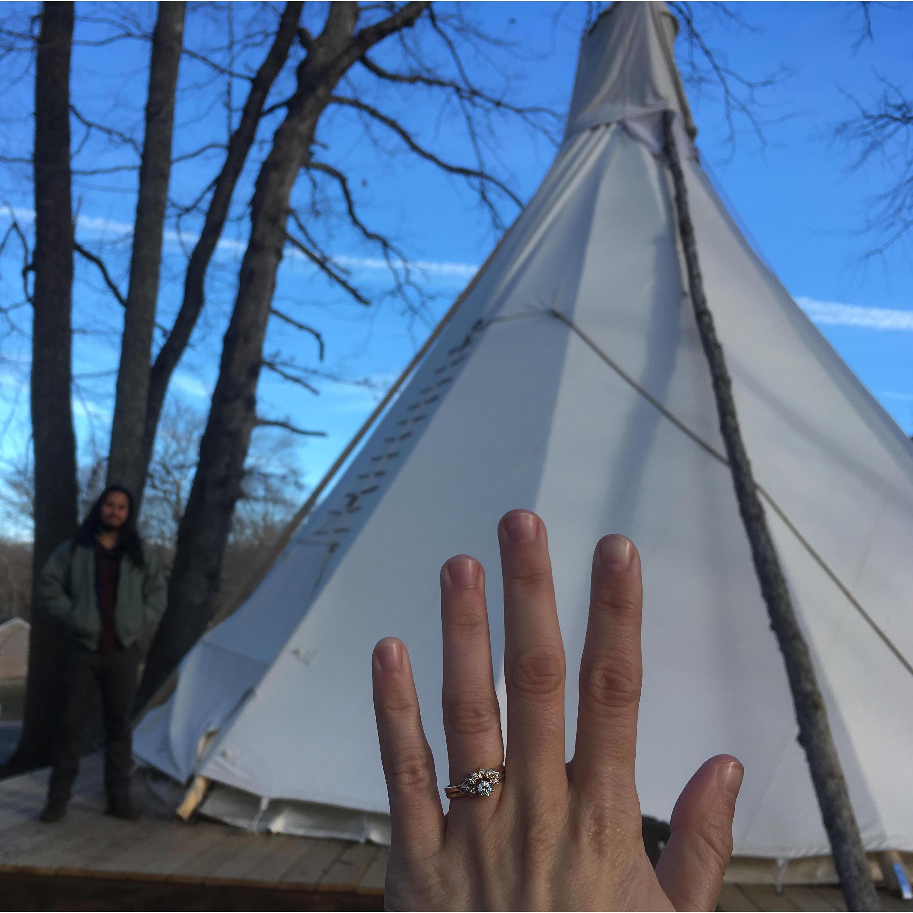 The chilly February morning after we made it official!