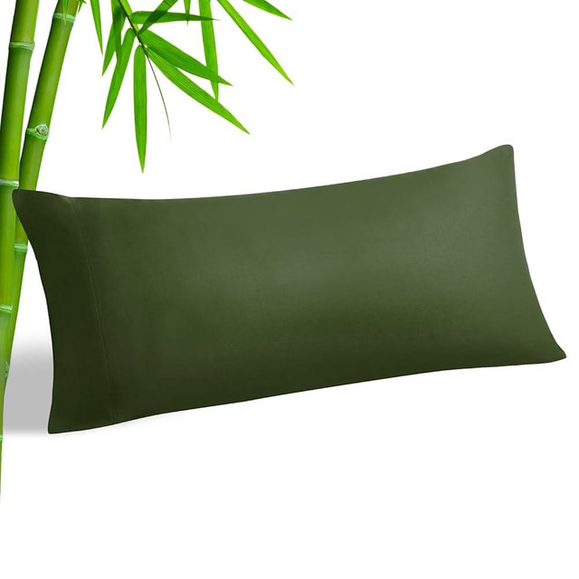 BEDELITE Body Pillow Cover, Rayon Made from Bamboo, Cooling Body Pillow Pillowcase for Hot Sleepers and Night Sweats, Breathable & Silky Soft Full Long Pillow Case Cover (Olive Green, 20x54 Inches)