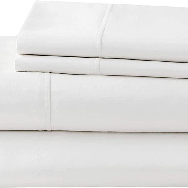 Luxury 1000 Thread Count Cotton Sheets for King Size Bed | Sateen Soft Natural White Sheet Set with Deep Pocket, 4 Piece Bed Sheets - Fitted, Flat & 2 Pillow Cases - Stretch up to 20 Inches Mattress