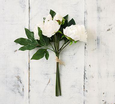Faux Peony Bundle, White