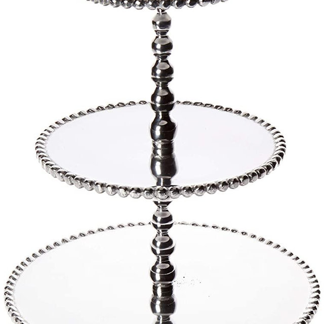 Mariposa Pearled 3-Tiered Cupcake Server