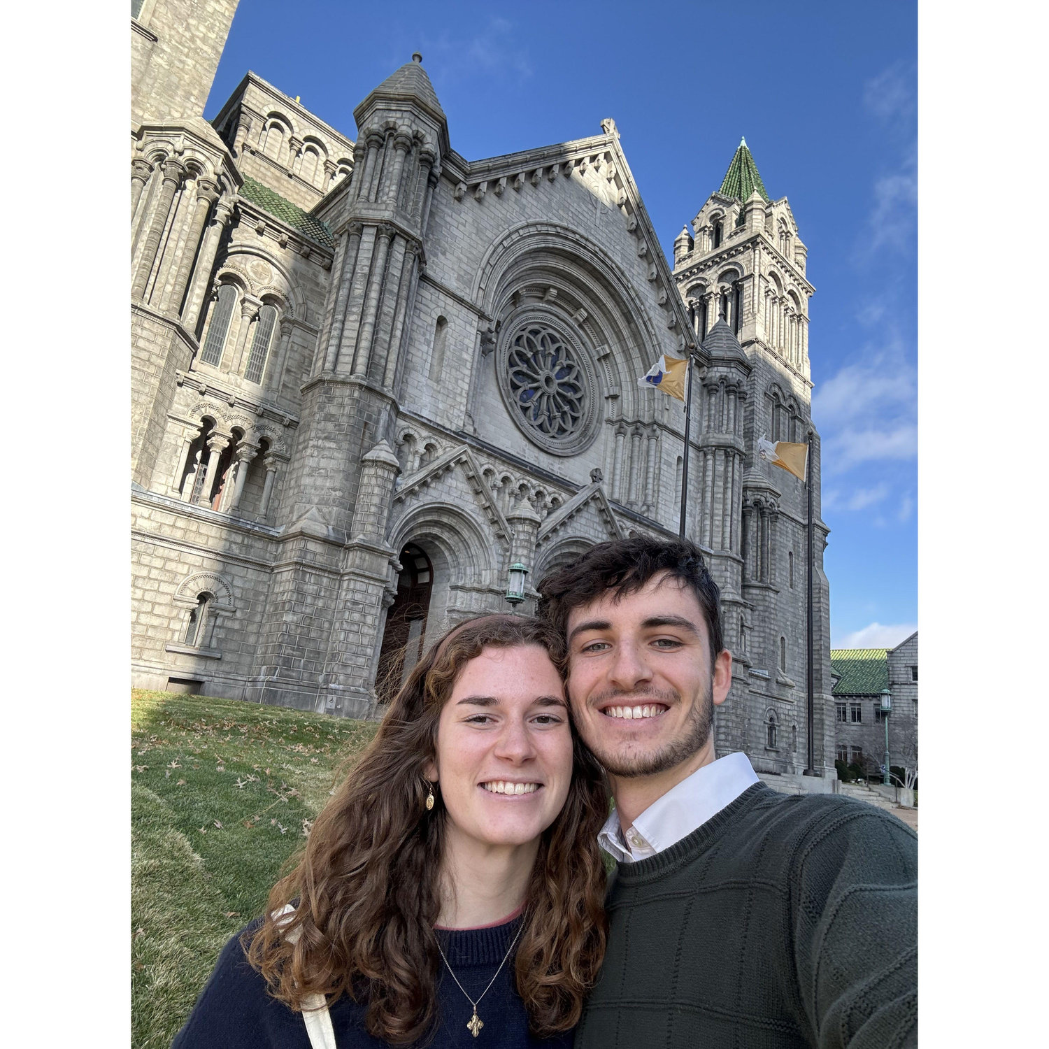 Christine and Zach in front of the Cathedral Basilica of St. Louis.