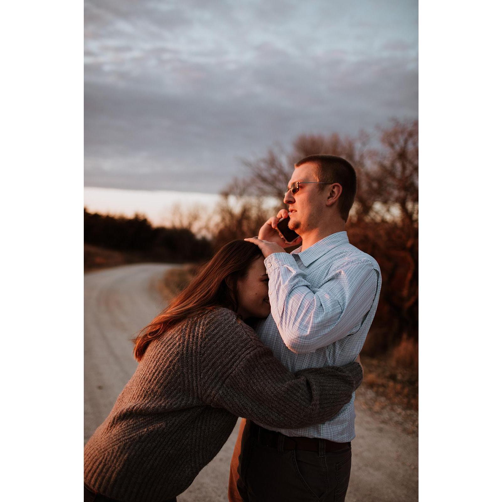 This is what happens when Uncle Frank calls during your engagement session.