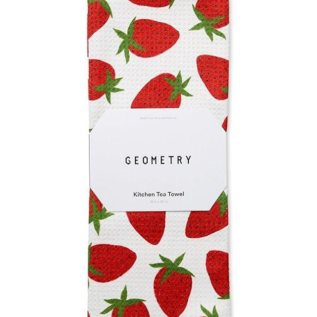 GEOMETRY Tea Towels – Spring & Summer Collection – Quick-Dry, Ultra-Absorbent, Reusable Microfiber Kitchen Towels for Drying & Cleaning - Berry Sweet - 1 Pack