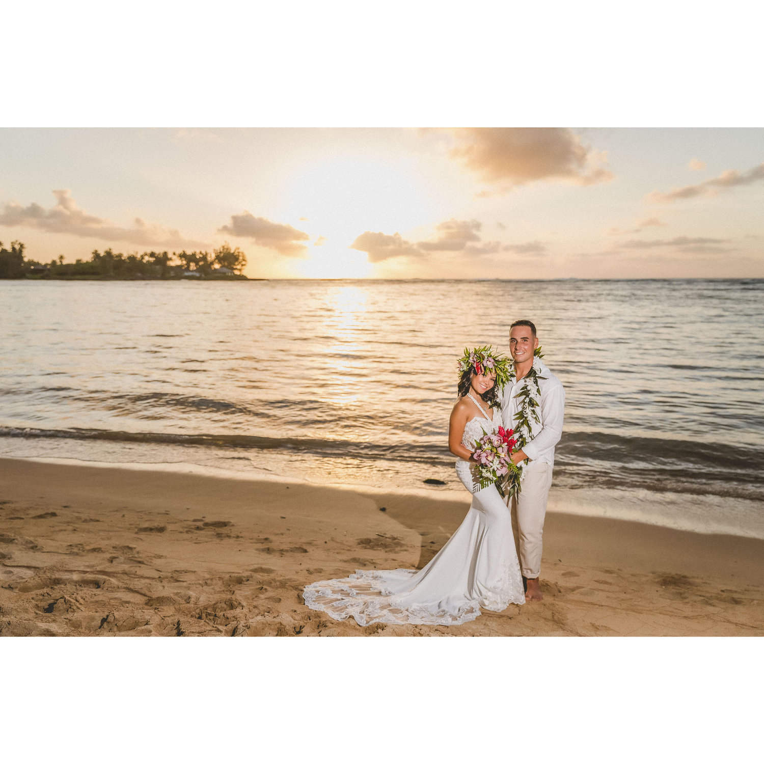 At our most intimate traditional Hawaiian wedding ceremony where only 10 people were allowed, thanks to the pandemic!