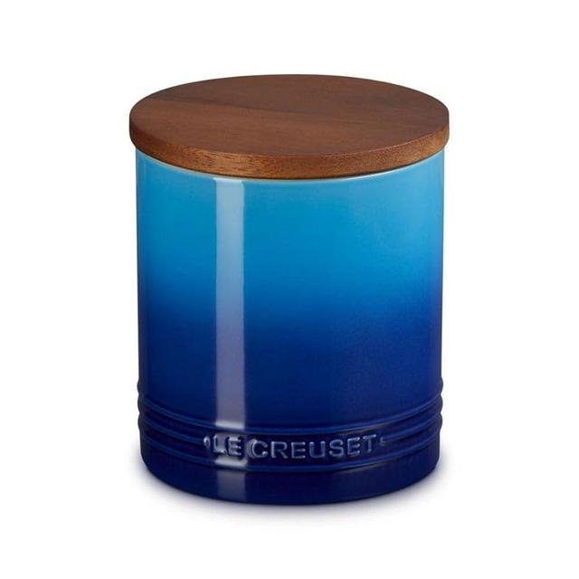 Le Creuset Signature Salt Cellar and Storage Canister with Wood Lid, 1.2 qt., Marseille