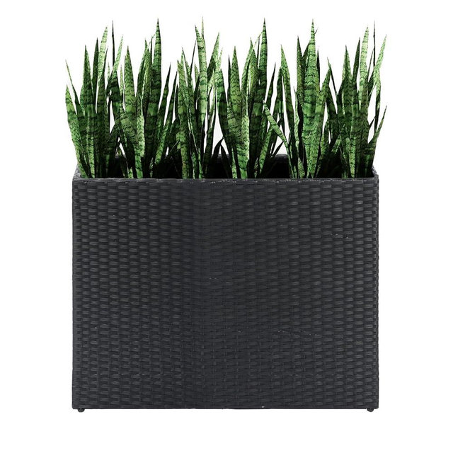 LEWIS&WAYNE Tall Planters for Outdoor Plants Handmade Wicker Large Rectangular Block Planter Box with Removable Liners Modern Planter for Indoor Outdoor Patio Deck - Black