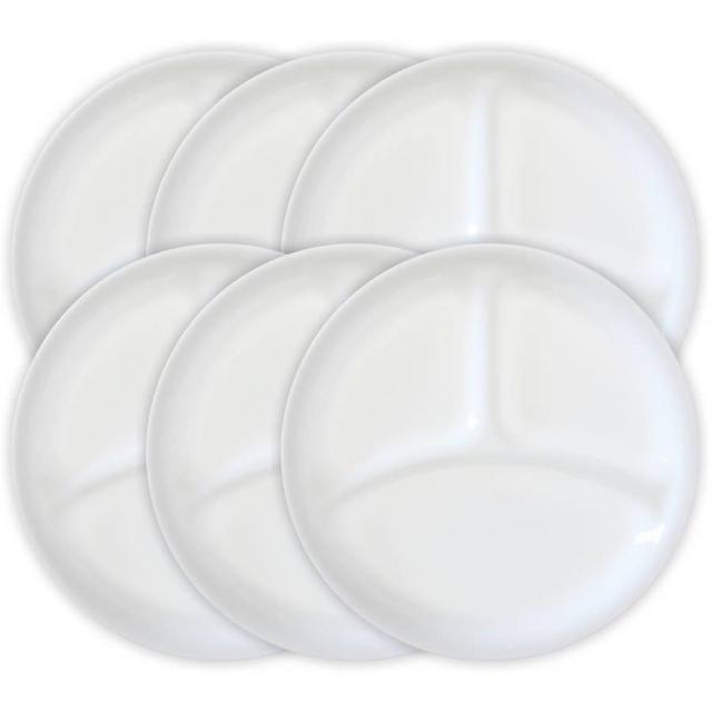 Corelle Classic Winter Frost White 10.25" Divided Dish, Set of 6