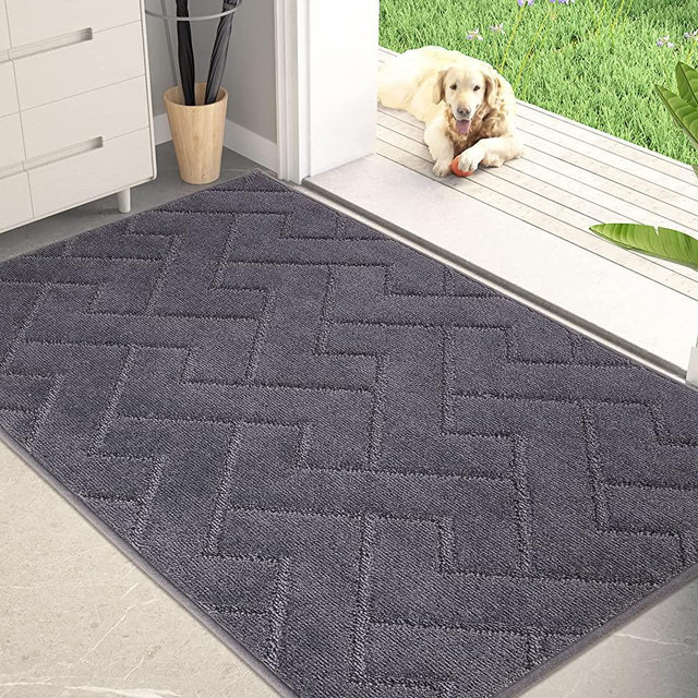PURRUGS Dirt Trapper Door Mat 31.5" x 47", Non-Slip Machine Washable Entrance Rug, Shoes Scraper, Dog Door Mat, Super Absorbent Welcome Mat for Front Door, Back Door, Entry, Muddy Wet Shoes and Paws