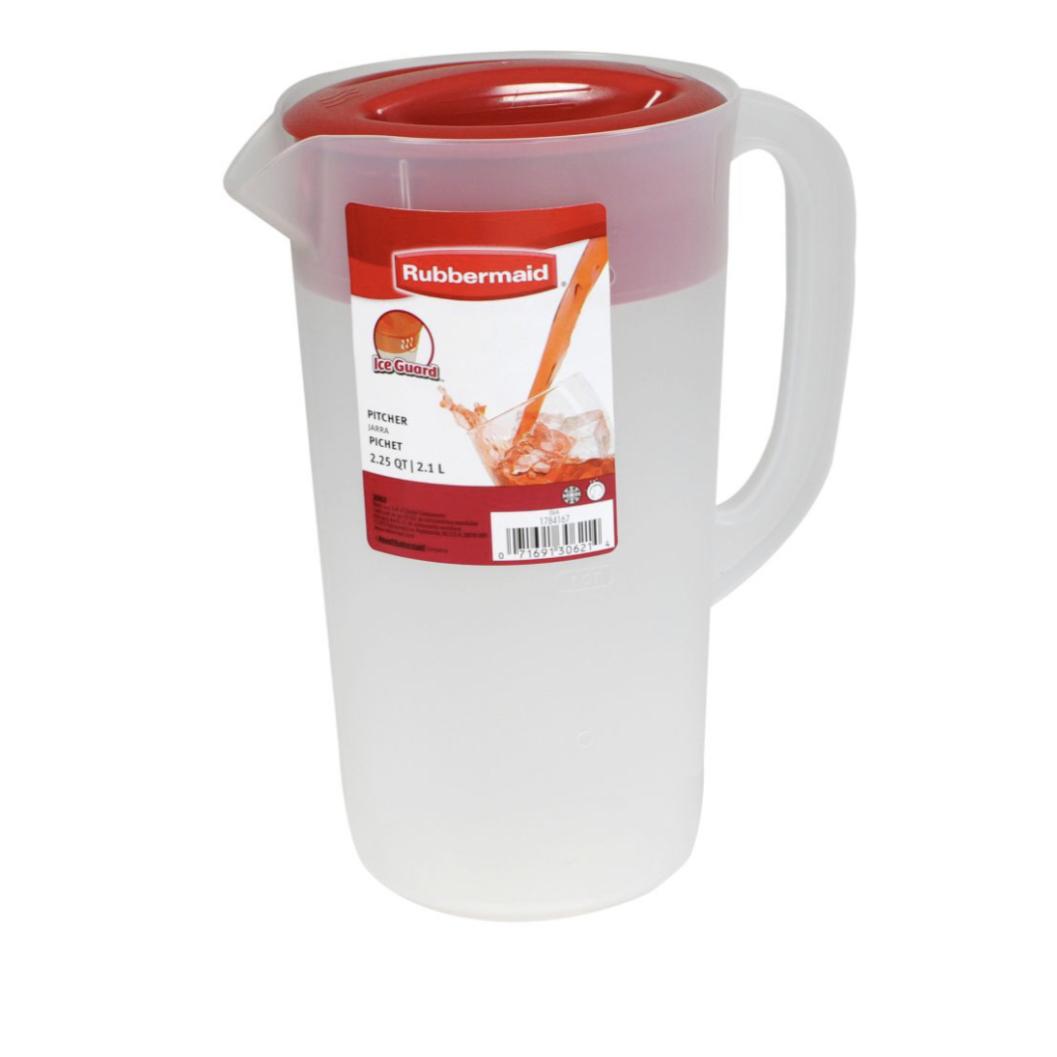 Rubbermaid® 1777154 Classic 2-1/4 Qt. Clear Pitcher with Red Lid