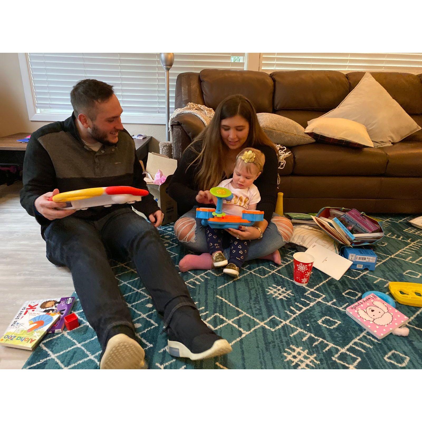 Adi Jo with Uncle Matty and Uncle Katie at her 1st Birthday