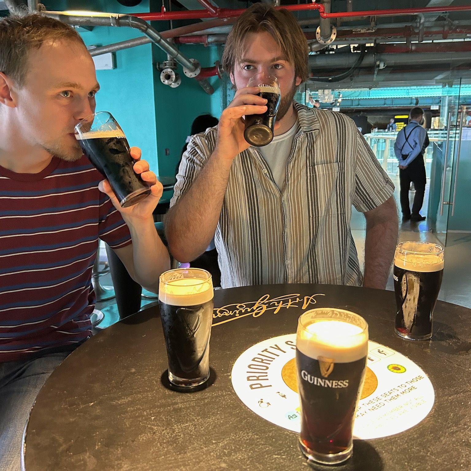 We learned to pour a beautiful pint of Guinness and had to drink a few failed pours on the way (Guinness Factory, 2024)