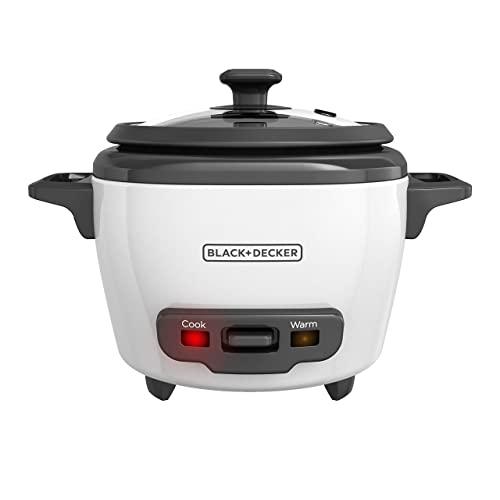 Black+Decker Uncooked Rice Cooker, 3-cup, White