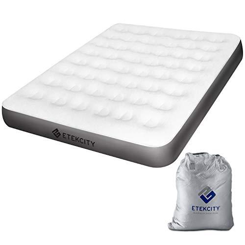 Etekcity Camping Air Mattress, Queen Size, Height 9", Inflatable Bed Blow Up Mattress with Coil Beam Technology, Carry Bag, White, No Pump Included