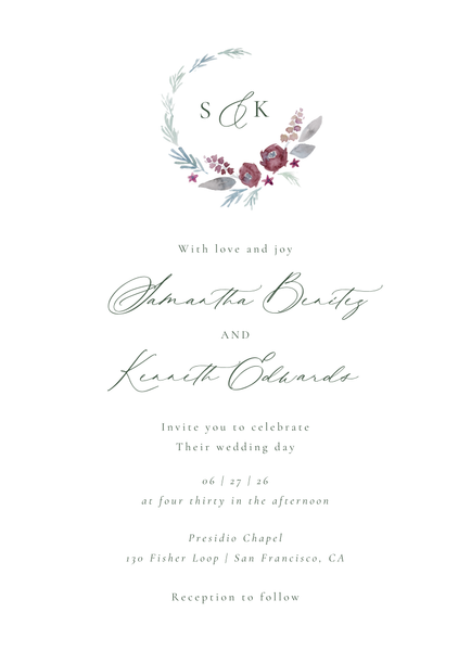 Arlington Portrait | Deep Sage | Zola Wedding Invitations
