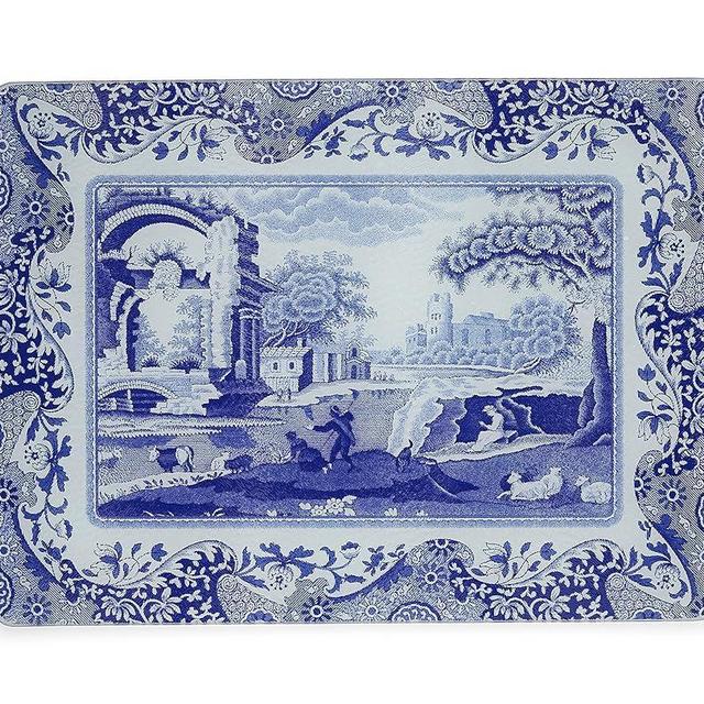 Portmeirion Home & Gifts Blue Italian Glass Worktop Saver, Blue & White, 30 x 40cm