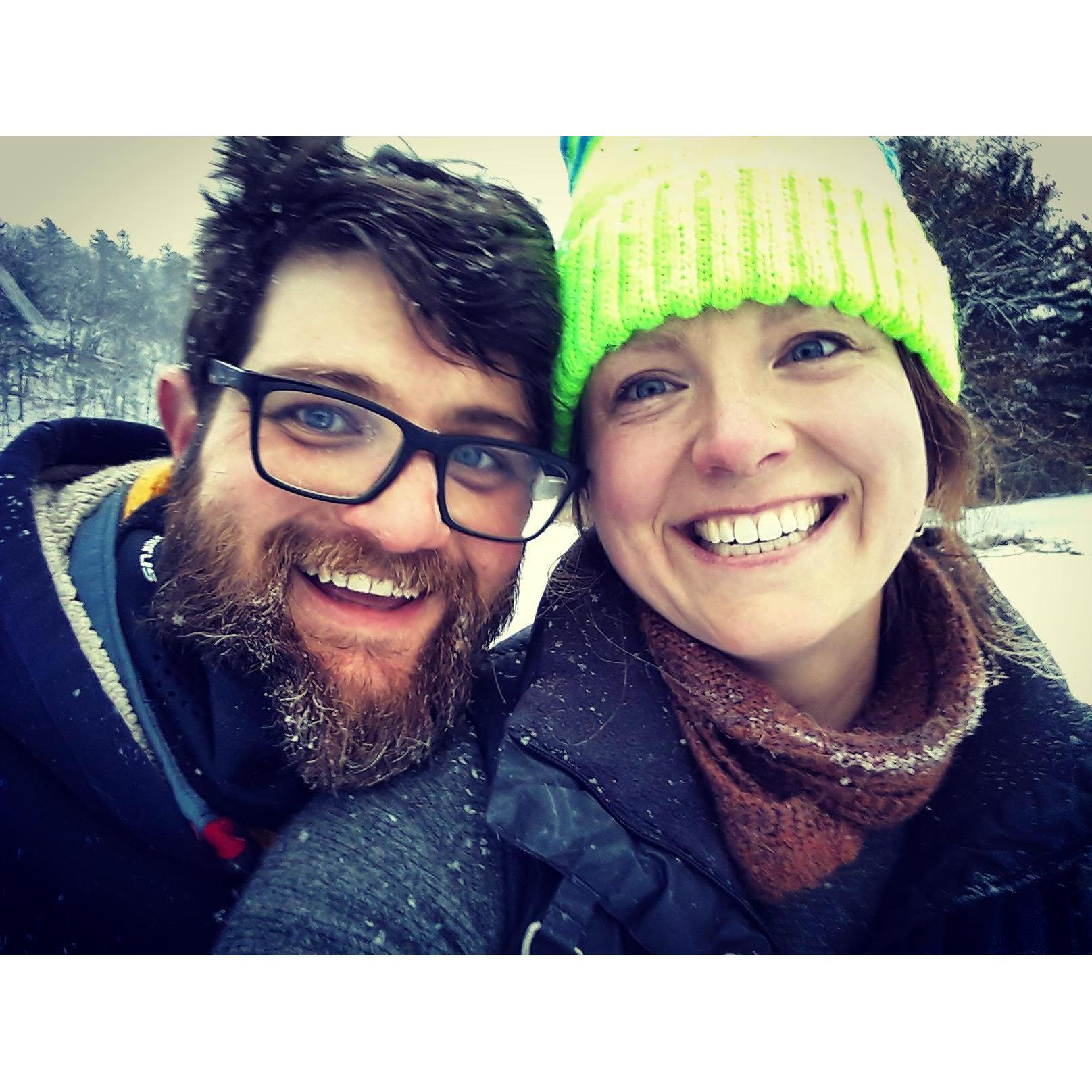 Blake truly loves all things winter! We went to a State Park in WI for Blake's first time on a frozen lake! We spent most of our time shoveling a rink to skate around, but look how happy we are!