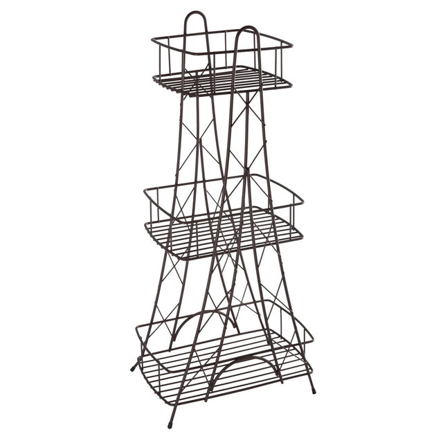 Three Tier Ville Des Lumieres Collection Eiffel Tower Spa Tower Bronze - ELLE DECOR: Metal Freestanding Bath Storage