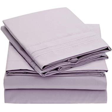 Mellanni Bed Sheet Set - Brushed Microfiber 1800 Bedding - Wrinkle, Fade, Stain Resistant - Hypoallergenic - 4 Piece (Queen, Lavender)