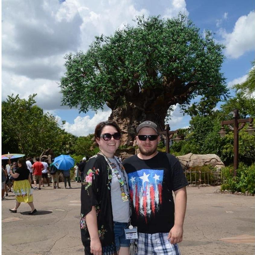 Us in front of Animal Kingdom's Tree of Life on Chris's Birthday.