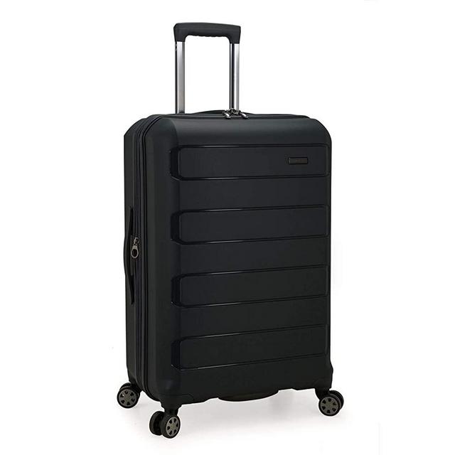 Traveler's Choice Pagosa Indestructible Hardshell Expandable Spinner Luggage, Black, Checked-Medium 26-Inch