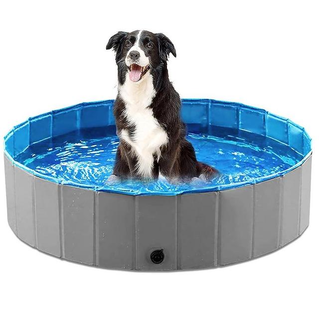 Jasonwell Foldable Dog Pet Bath Pool Collapsible Dog Pet Pool Bathing Tub Kiddie Pool for Dogs Cats and Kids (39.5inch.D x 11.8inch.H, Grey)