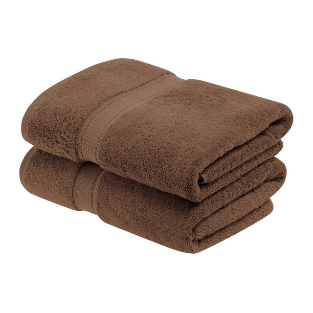 Solid Luxury Premium Cotton 900 GSM Highly Absorbent 2 Piece Bath Towel Set, Chocolate by Blue Nile Mills