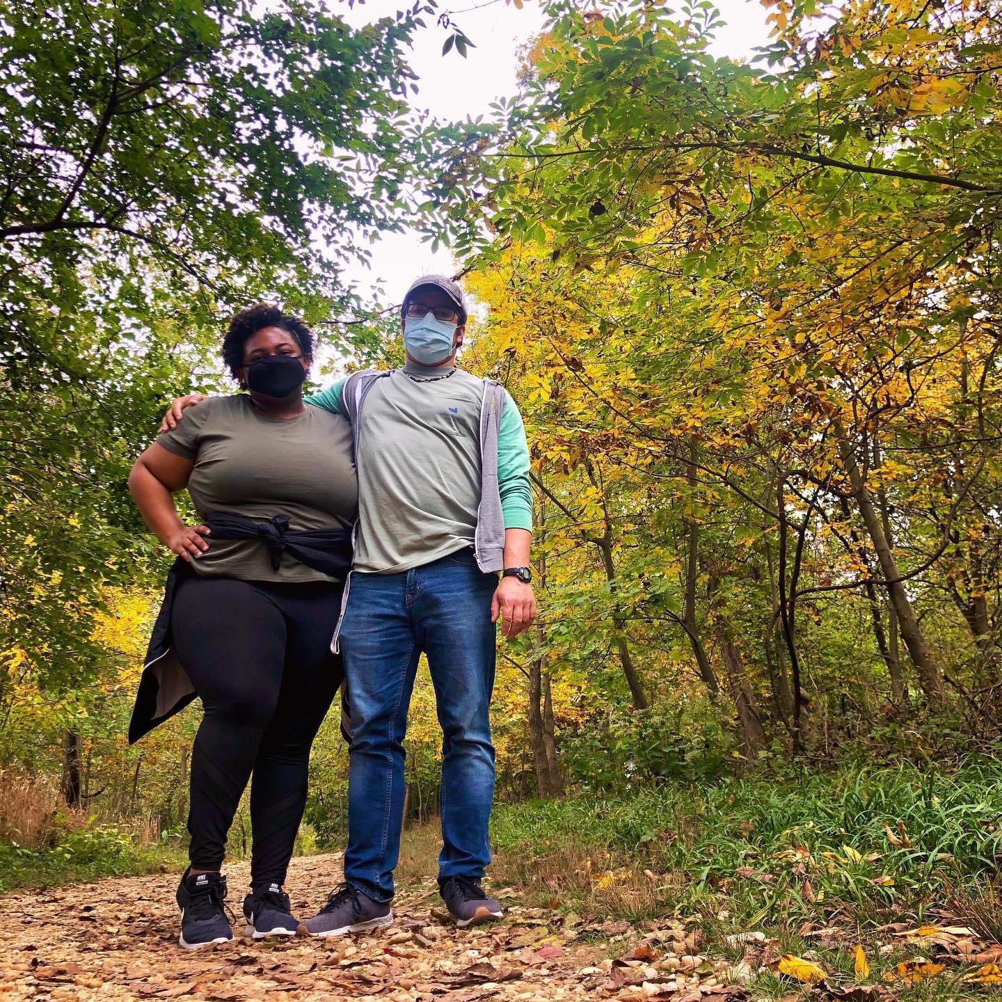 During the pandemic, Kiki and Gabe would regularly visit Roosevelt Island in Arlington, VA to enjoy the outdoors, especially during the fall when the leaves change colors.