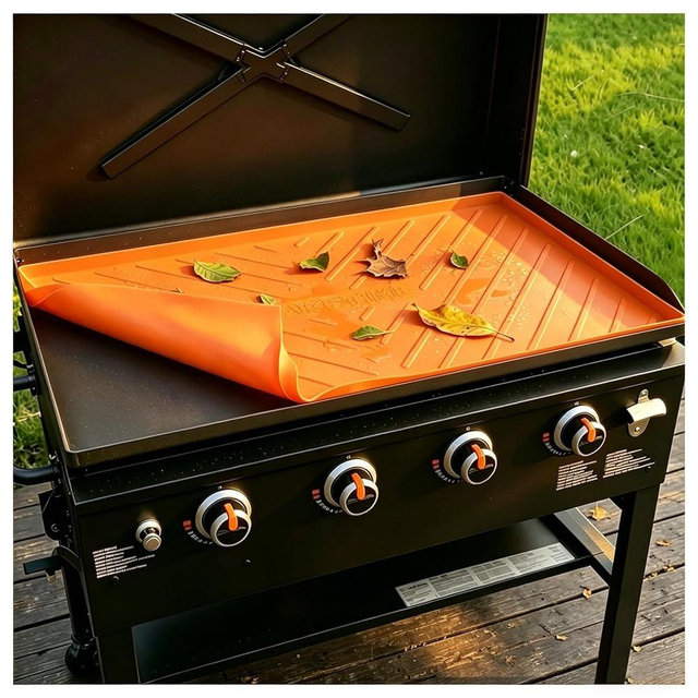 Caketime 36 Inch Silicone Mat for Blackstone Griddle Accessories Grill Top Cover Protector Waterproof Heat Resistant Durable Heavy Duty Cooking Baking BBQ Outdoor Tool Orange Father Dad Men Gifts