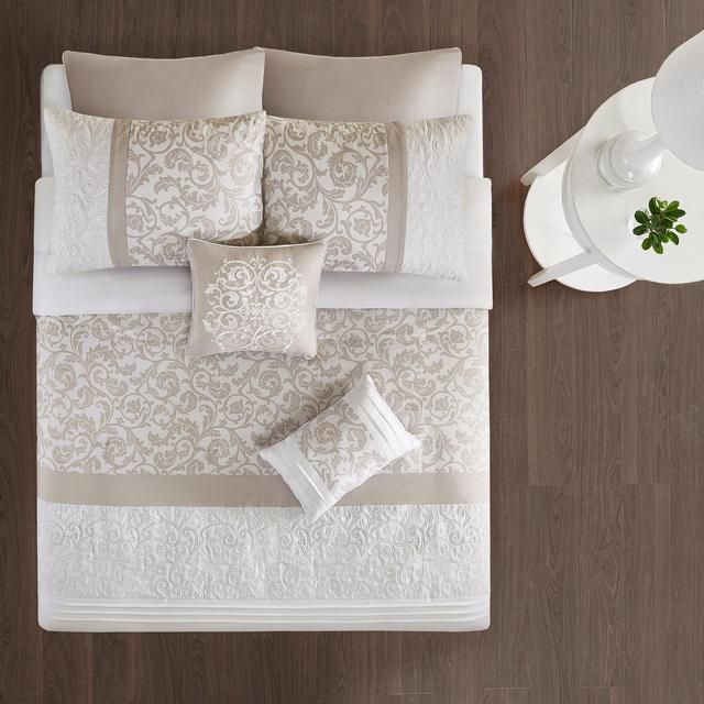 8pc King Casey Embroidered Comforter Set Neutral