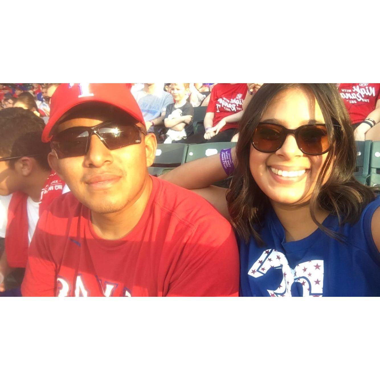 One of our many dates to Rangers games