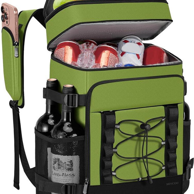 MIYCOO Cooler Backpack - 40 Cans Insulated Backpack Cooler for Men & Women, Portable 2 Leak Proof Compartments Coolers Bag for Beach Travel Picnic Lunch Hiking BBQ Camping