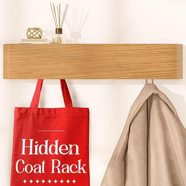 OLEEK Wall Coat Rack - Wall Shelf with Hooks - entryway Hooks - entryway Shelf - Modern Coat Rack - Wooden Coat Rack Wall Mount for Home Decor - Wooden Mount for Home Decor - Coat Hanger Wall Mount