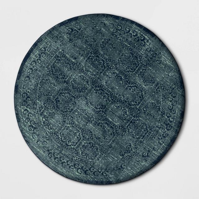 8' Round Overdyed Area Rug Turquoise - Threshold™