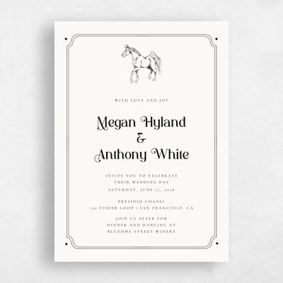 Beige Bordered Wedding Invitation - Brisbee Portrait
