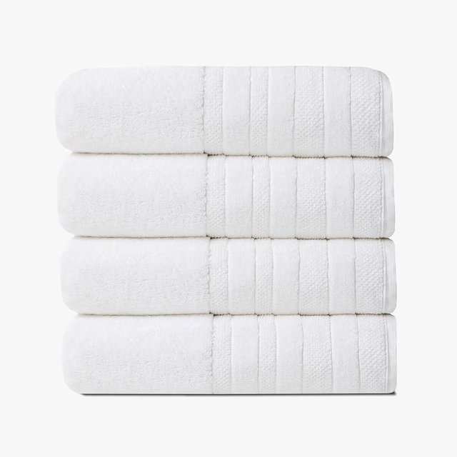 1888 Mills 725 GSM Premium 100% Cotton Bath Towels – Pack of 4 Luxury Bath Towel Set, 725 GSM, Super Soft & Highly Absorbent – Quick-Dry Plush Texture for Bathroom, Spa & Gym Use, White