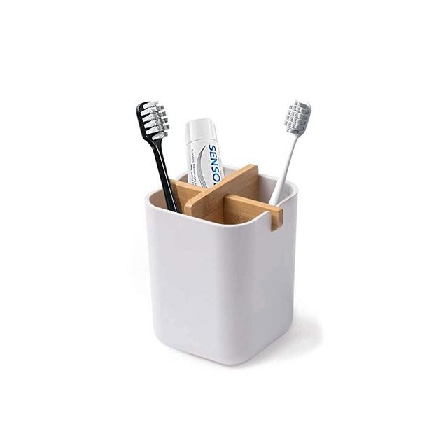 Aoheuo Bamboo-Toothbrush Holders-Multifunctional-Electric Toothbrush-Storage Box-Natural Tough-Toothpaste-Holder Suitable for Bathroom Countertops, Sink, etc.