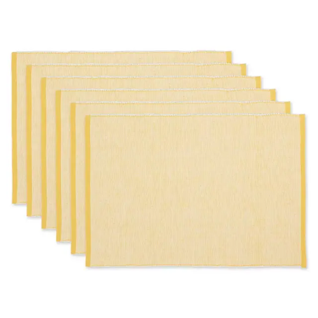 DII Eco-Friendly Chambray Fine Ribbed Placemats in Honey Gold (Set of 6)