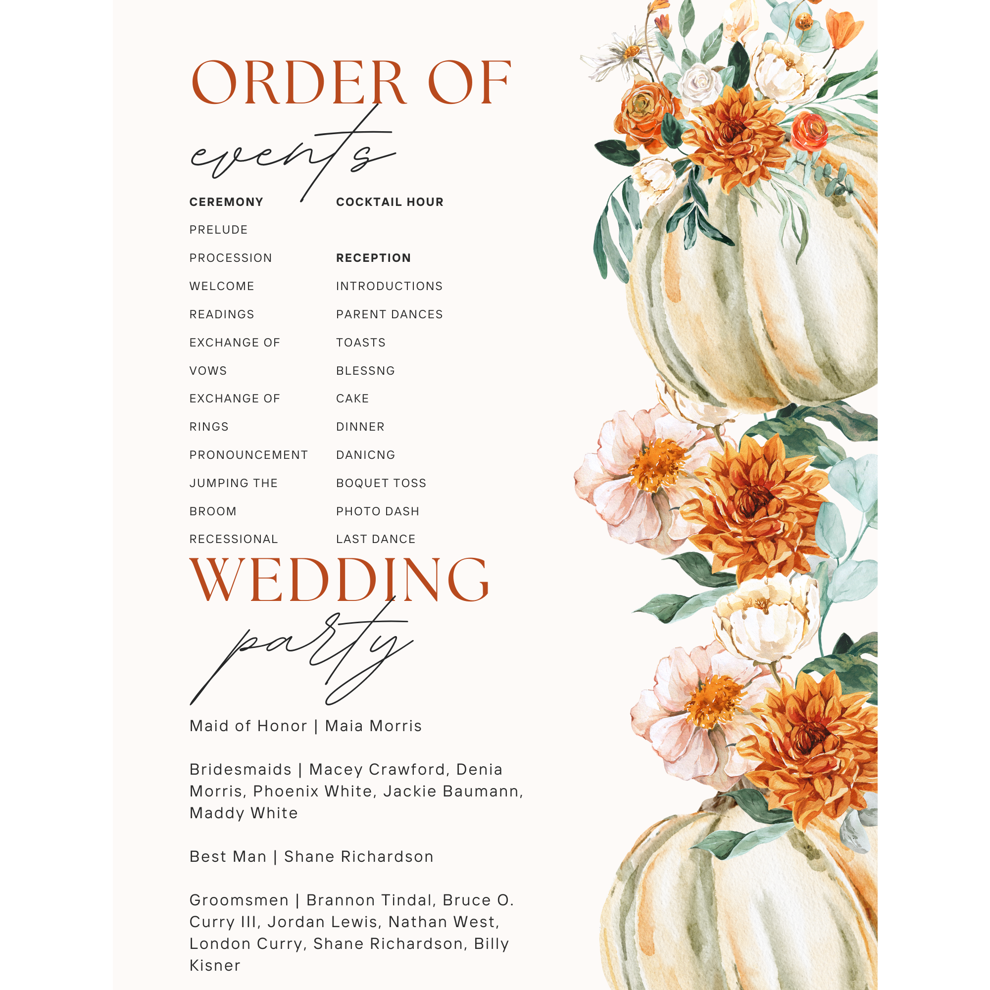 Our Wedding Program