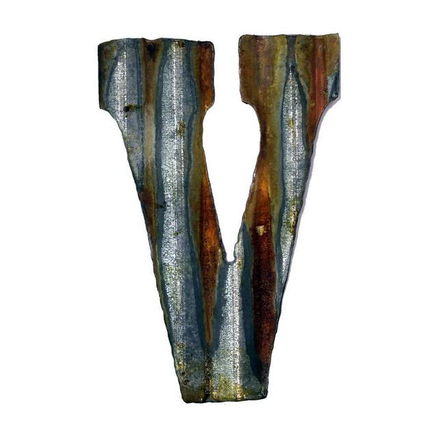 Custom Cut Decor 8'' Rusty Galvanized Corrugated Metal Letter -V