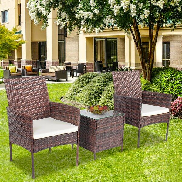 Brosius 3 Pieces Rattan Seating Group with Cushions