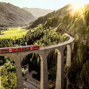 Scenic Train Ride Through the Swiss Alps